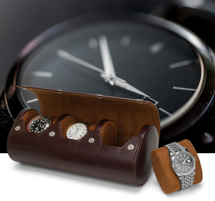 Uhrenbox Organizer Uhrenrolle 3 Uhren Uhrenetui für Herren Uhrendisplay Afbewahrungsbox Tragbare Uhr