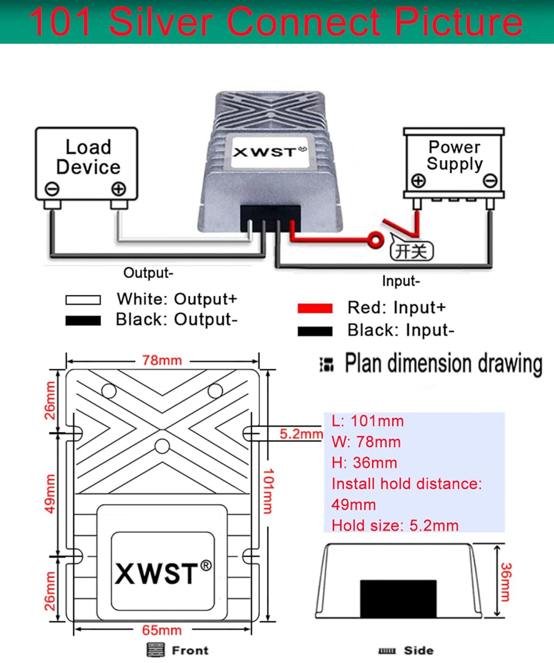 XWST DC DC 36V 48V auf 24V Spannungsregler 40A 960W Wechselrichter 30-60V zu 24V Abwärtstransformato