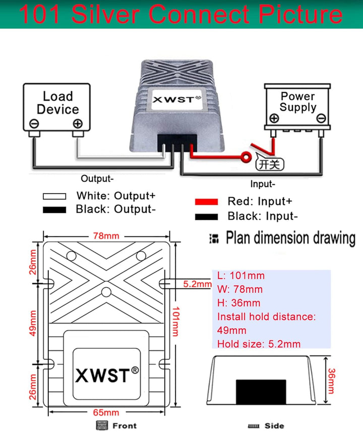 XWST DC DC 36V 48V auf 24V Spannungsregler 40A 960W Wechselrichter 30-60V zu 24V Abwärtstransformato