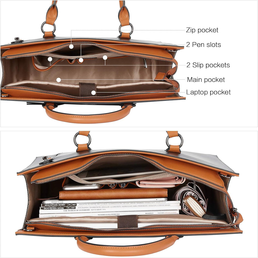BOSTANTEN Damen Leder Aktentaschen 15.6 Zoll Laptop Handtasche Businesstasche Schultertasche Henkelt
