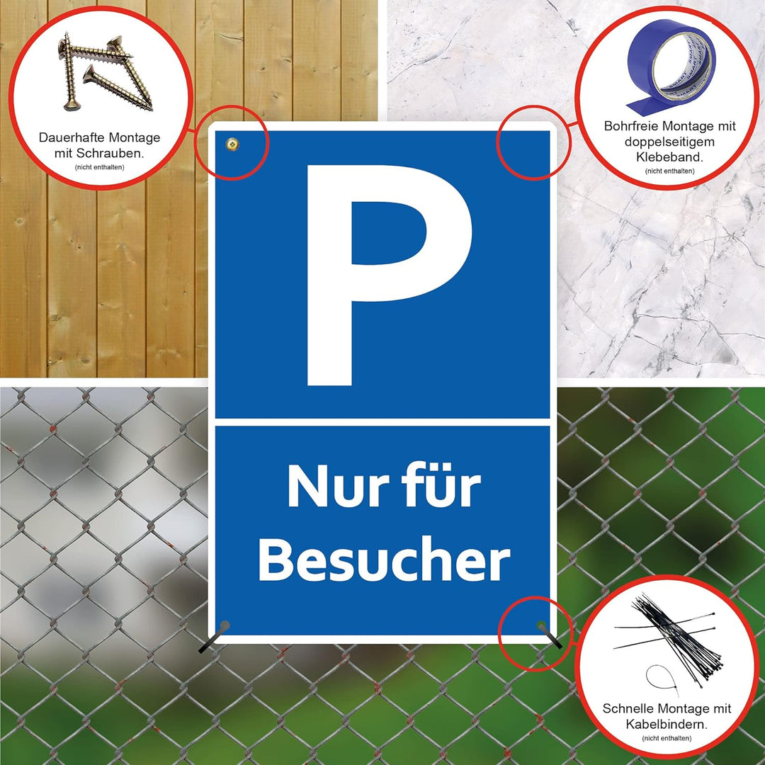 5x Schilder Nur für Besucher 20 x 30 cm aus stabiler PVC Hartschaumplatte 3mm Parkplatzschild Schild
