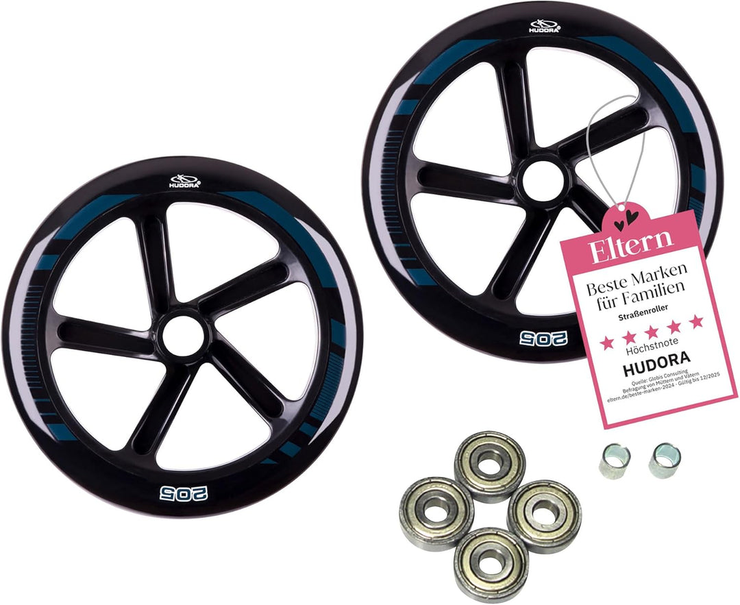 Hudora Unisex – Erwachsene Ersatzrollenset-3099710639 Ersatzrollenset, Schwarz, 205 mm