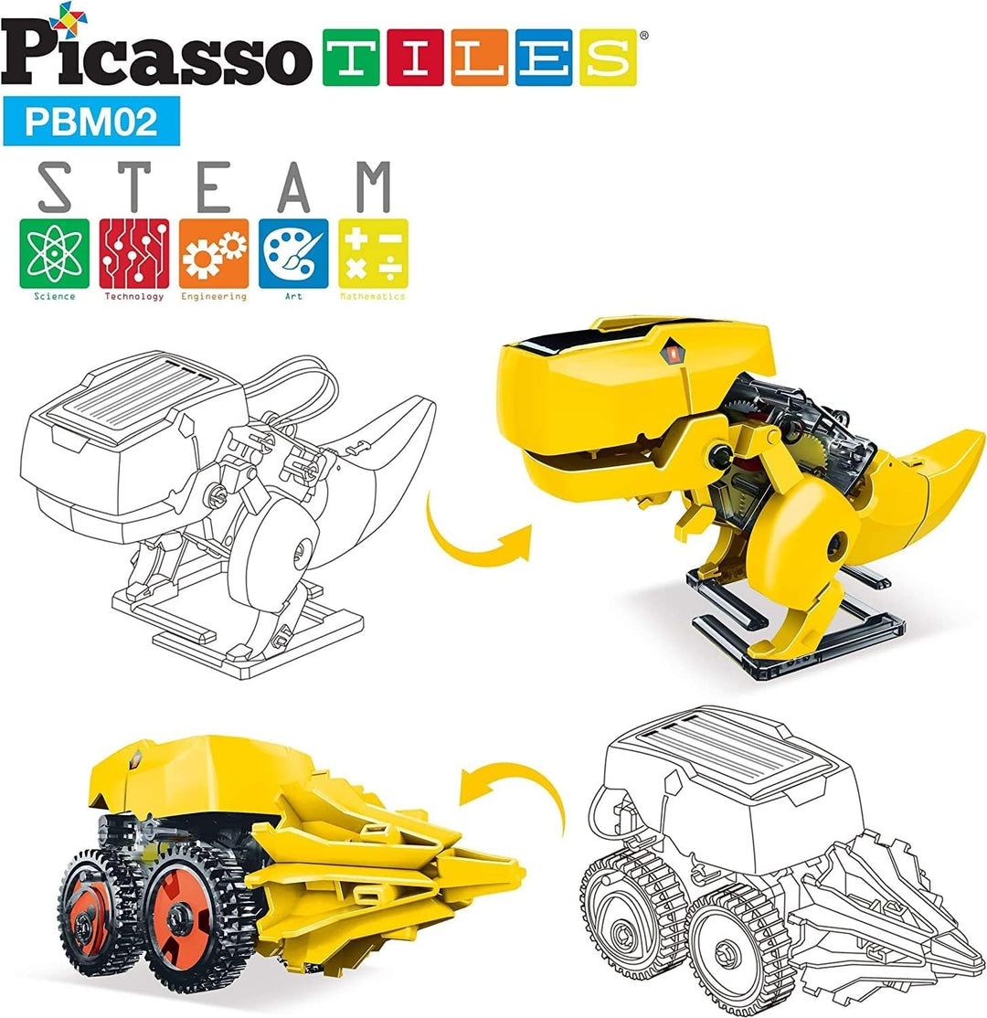 PicassoTiles STEM Kids Solarbetriebener Dinosaurier-Roboter, pädagogisches Lernspielzeug, technische