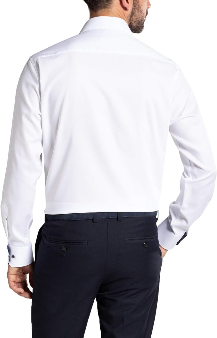 eterna Langarm Hemd Comfort FIT Pinpoint unifarben W40 Langarm Weiss