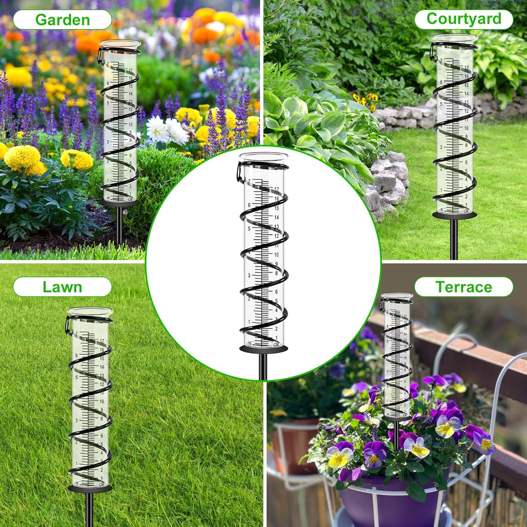 CHIVENIDO 17cm Regenmesser für Garten Frostsicher, Outdoor Regenmesser Glas Regenwassermesser Nieder