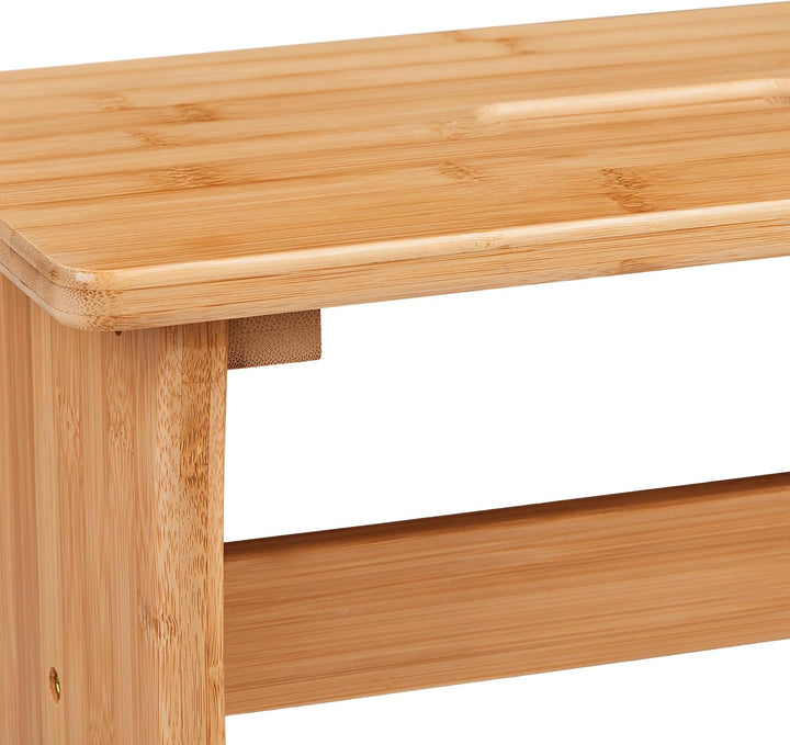 Relaxdays Hocker Bambus, Fussbänkchen, mit Griffaussparung, HBT: 20,5 x 40 x 22 cm, Kleiner Fusshock