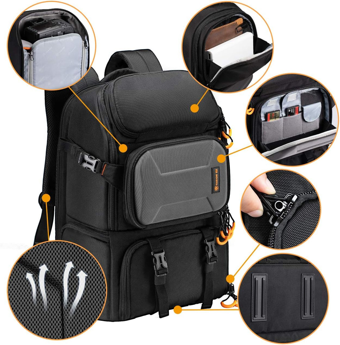 TARION Wasserdicht Kamerarucksack Spiegelreflex: DSLR SLR Gross Kameratasche mit 15,6 Zoll Laptopfac