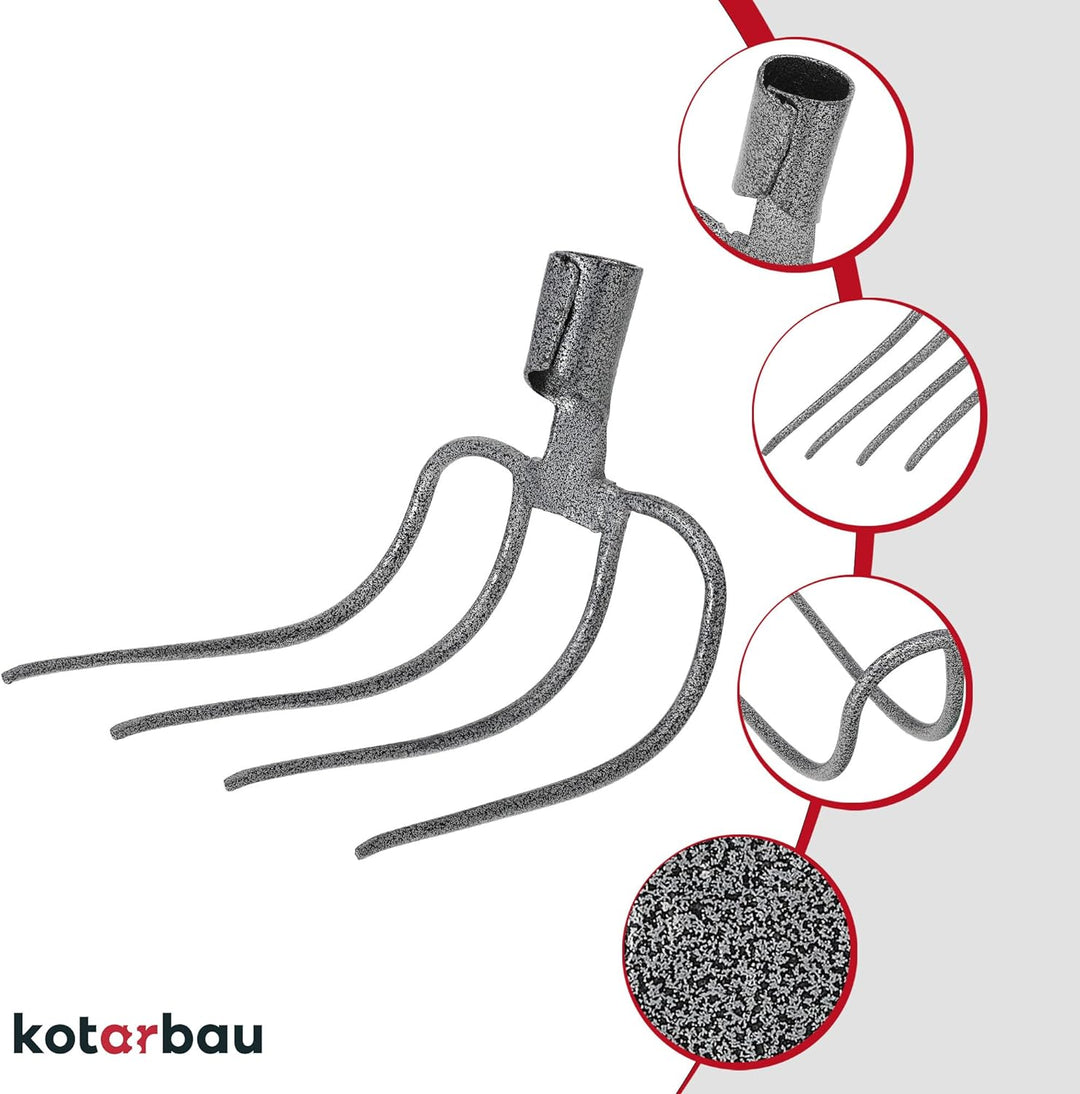 KOTARBAU® Dunghacke Forke 4 Zinken Heugabel Mistgabel Mistforke Gartengabel Gartenforke Dunggabel Sp