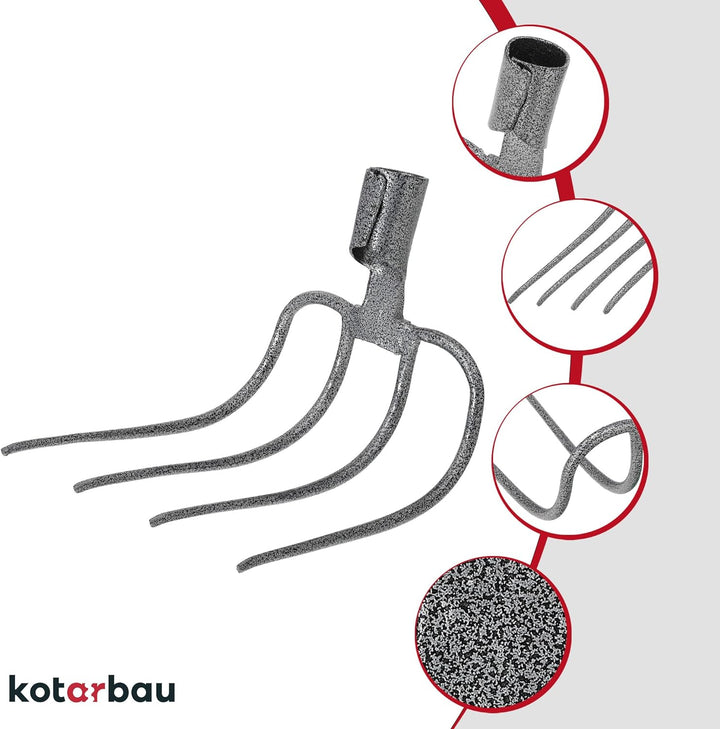 KOTARBAU® Dunghacke Forke 4 Zinken Heugabel Mistgabel Mistforke Gartengabel Gartenforke Dunggabel Sp