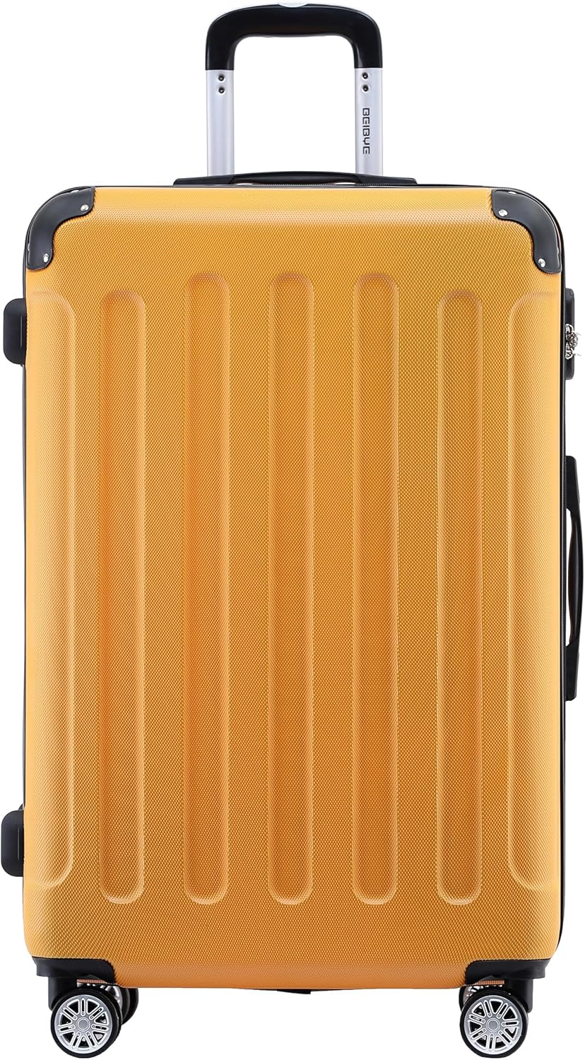 BEIBYE- Hartschalenkoffer Koffer Trolley Rollkoffer Reisekoffer Zahlenschloss 4 Zwilings-Rollen (Ora