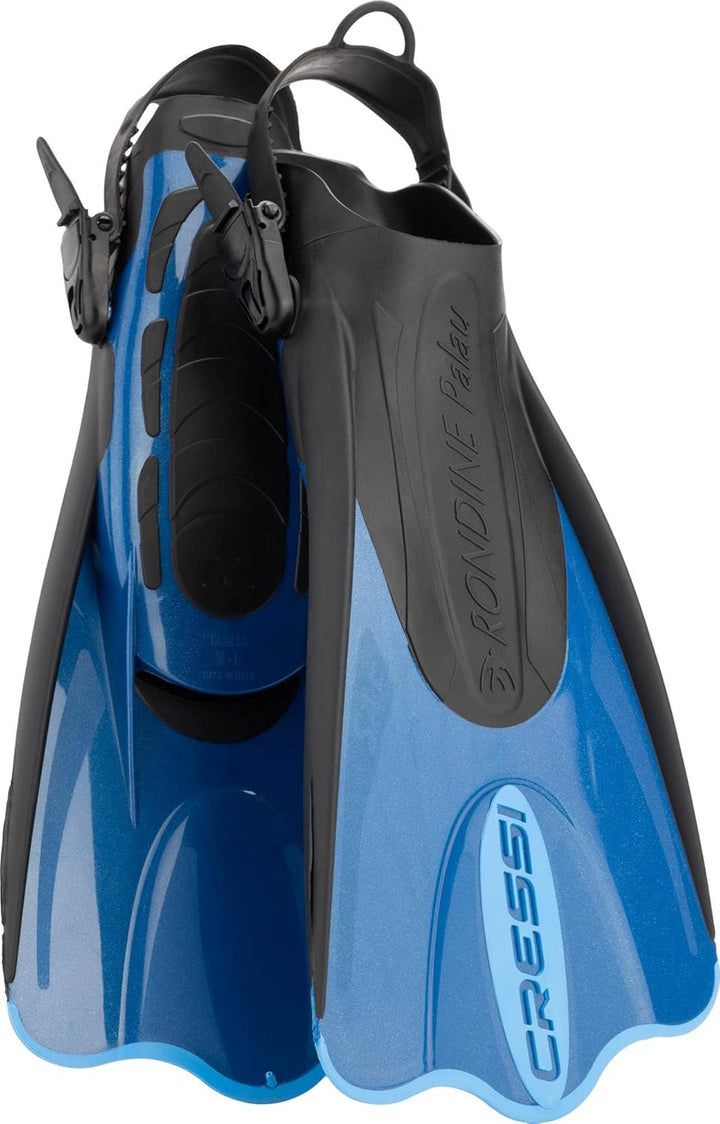Cressi Palau Saf Fins Einstellbare Kurze Flossen zum Schwimmen und Schnorcheln Blau/Hellblau XS-S, B