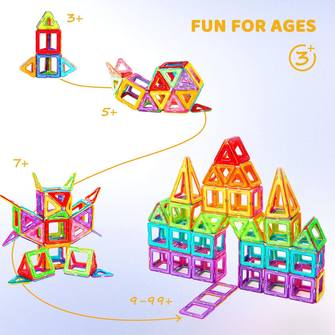 Crenova Magnetische Bausteine 50 Teile Magnetspielzeug Magnete Kinder Magnetbausteine STEM Lernspiel