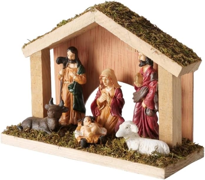 BOLTZE Tischkrippe Krippe b695 Natur braun grau Deko Figuren 15cm gross Christus Jesus Weihnachtskri