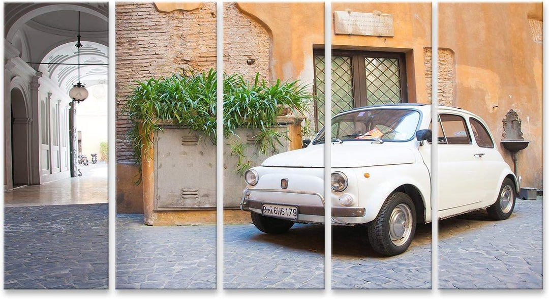 islandburner Bild auf Leinwand Fiat 500 Retro Jahrgang Bilder Wandbilder Poster Leinwand 170x80cm -