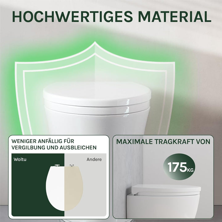 WOLTU Toilettendeckel, WC Sitz Toilettensitz mit Absenkautomatik, Toilettensitz aus Kunststoff, Fast