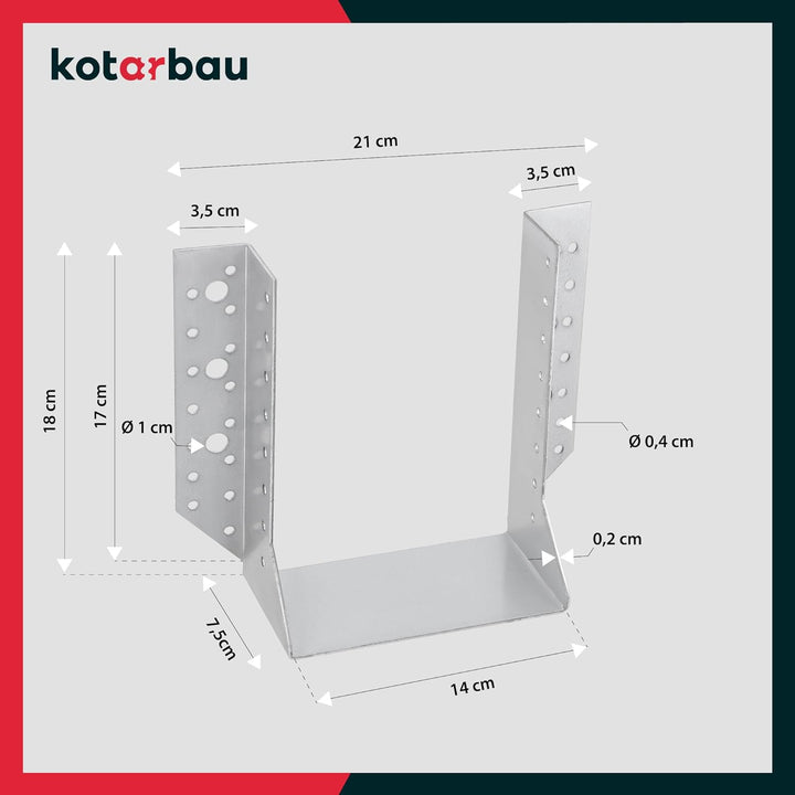 KOTARBAU® 10er Set Balkenschuh Typ A 140 mm Holzbalkenverbinder Balkenverbinder Verbinder für Baukon