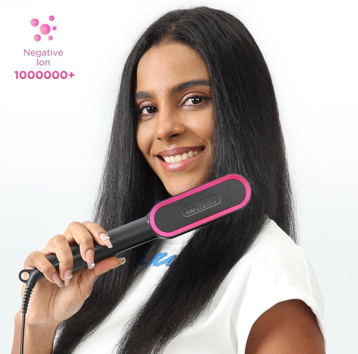 Ionen Glättbürste, PARWIN PRO BEAUTY Haarglätter Bürste, Glättungsbürste Mit LED-Anzeige, Hair Strai