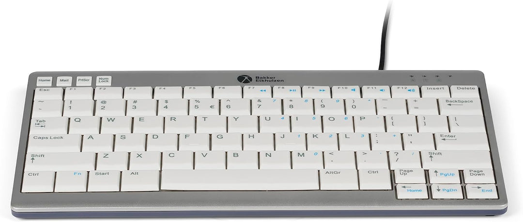 BakkerElkhuizen UltraBoard 950 Kompakte Tastatur, US-Layout QWERTY, verkabelt, hellgrau/weiss