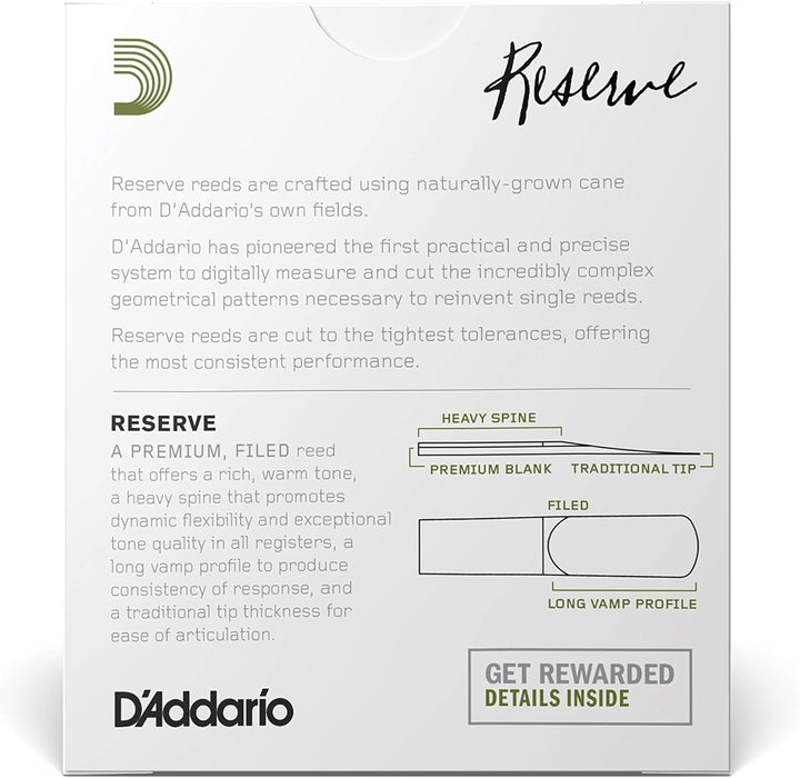 D'Addario Reserve Blätter für Altsaxophon Stärke 3.0+ (10 Stück) Stärke 3,0+ Non-Organic, Stärke 3,0