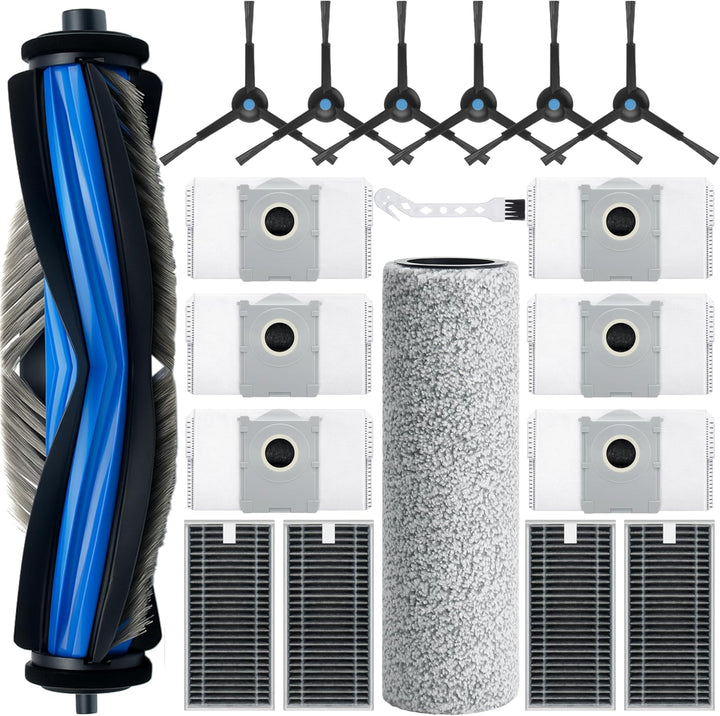 Bluearks 19 Stück Zubehörset für Ecovacs Deebot X8 Pro Omni/X8 Omni Saugroboter, 1 Hauptbürste, 4 Fi