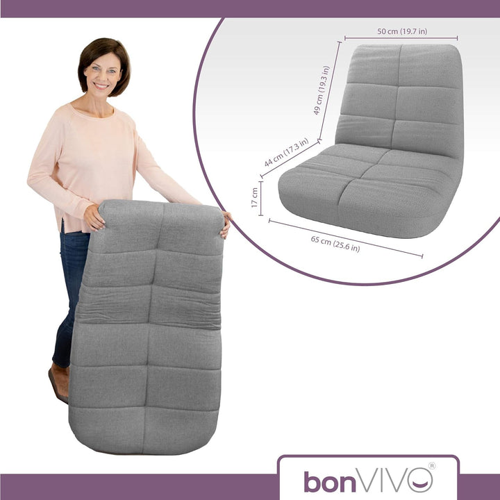 bonVIVO Easy Lounge Bodenstuhl mit Rückenlehne - Faltbarer Bodensessel, Gepolstert & Verstellbar - M