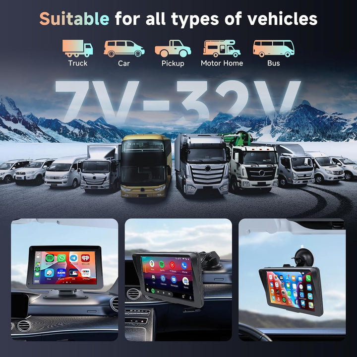 Carplay Bildschirm für Auto, 7 Zoll IPS Touchscreen Auto Display mit Wireless Carplay Android Auto,