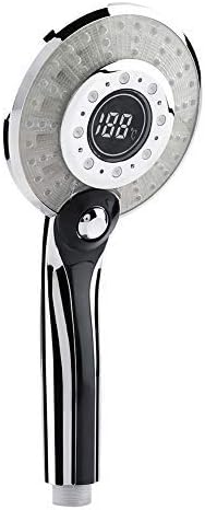 LED Duschkopf Bad Hand 3 Farben Temperaturkontrolle Farbwechsel Handbrause mit Digital Temperaturanz