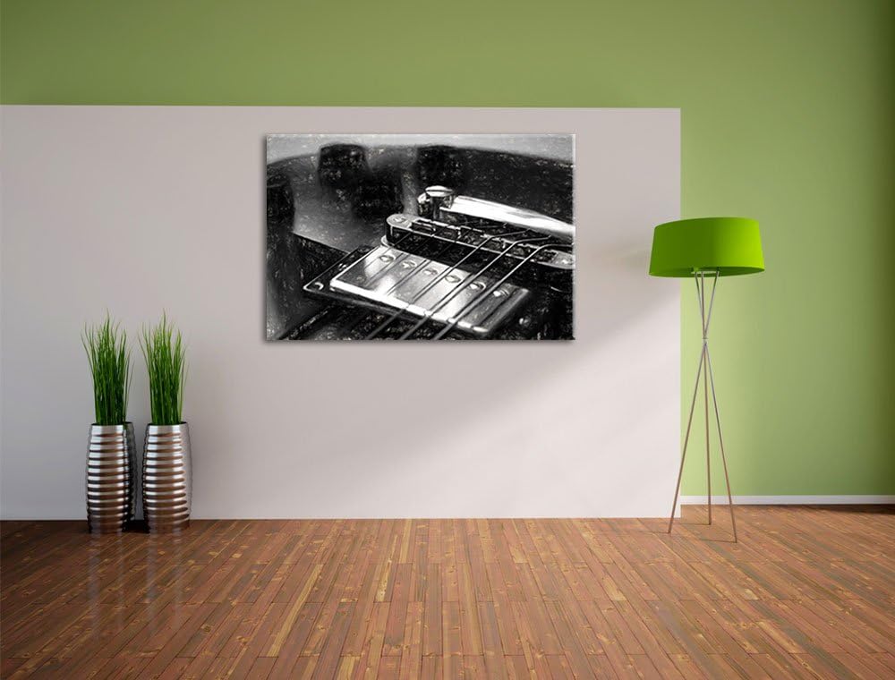 Gitarre Kohle Effekt, Format: 100x70 auf Leinwand, XXL riesige Bilder fertig gerahmt mit Keilrahmen,