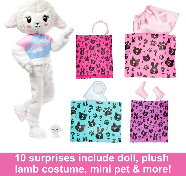 Barbie Cutie Reveal - Plüschlamm mit beweglicher Puppe, 10 Überraschungen inklusive Moden und Access