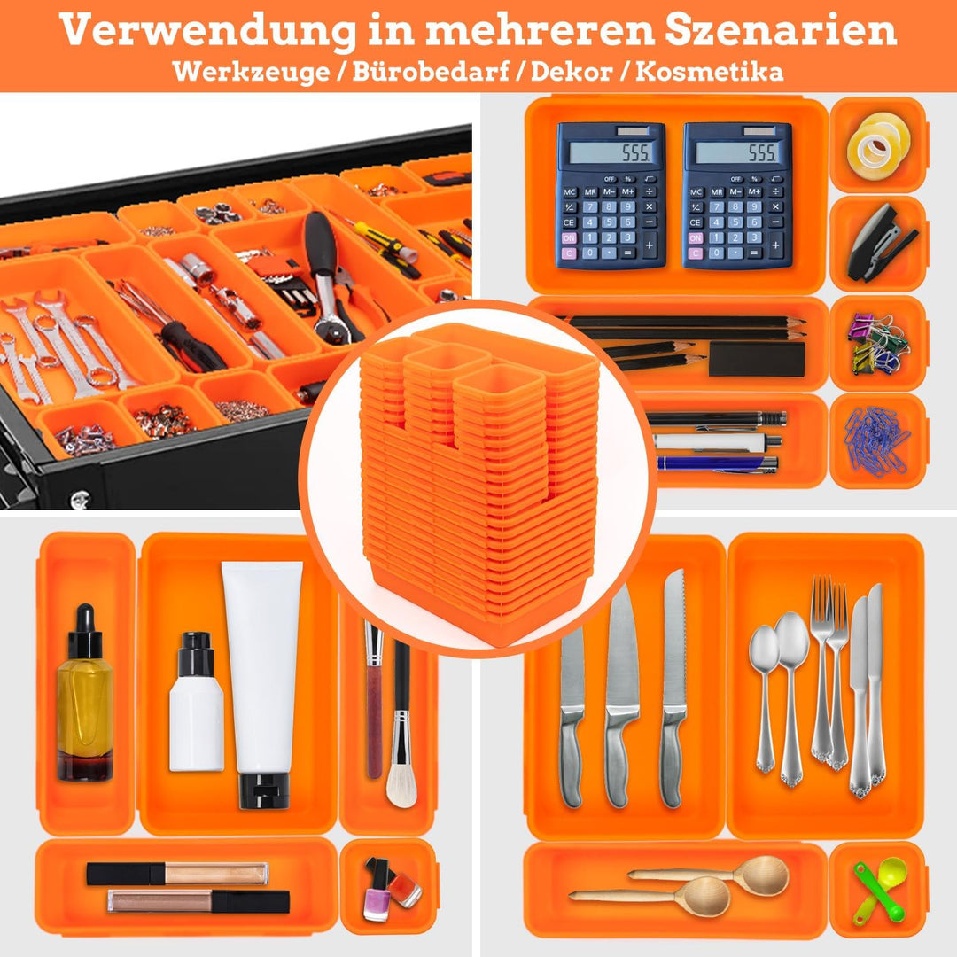 45 Stück Werkzeugkoffer Leer Organizer Sortierbox, Werkzeugaufbewahrung Schubladen Ordnungssystem We
