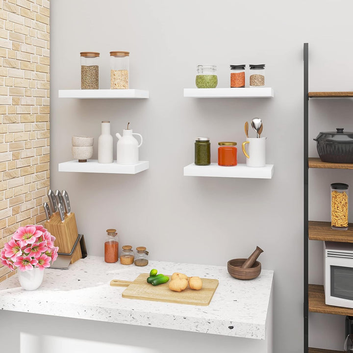 WOLTU 4X Wandregal Wandboard Bücherregal Regale für Deko Wandablagen aus MDF Holz, 4er Set Hängerega