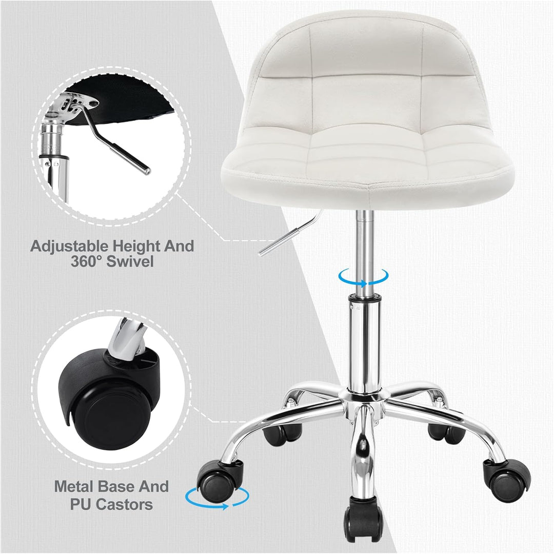 WOLTU Bürohocker mit Rollen, Schminktisch Stuhl höhenverstellbar, Rollrocker mit niedriger Rückenleh