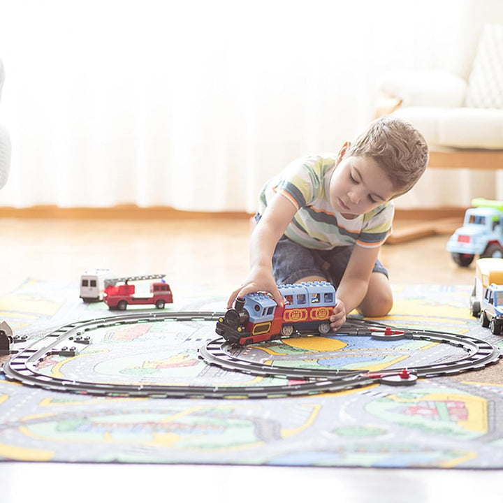 POFIBO Eisenbahn Schienen Set - 32 Stück Bausteine Zug Schienen Set, Eisenbahn Erweiterung, Spielzeu