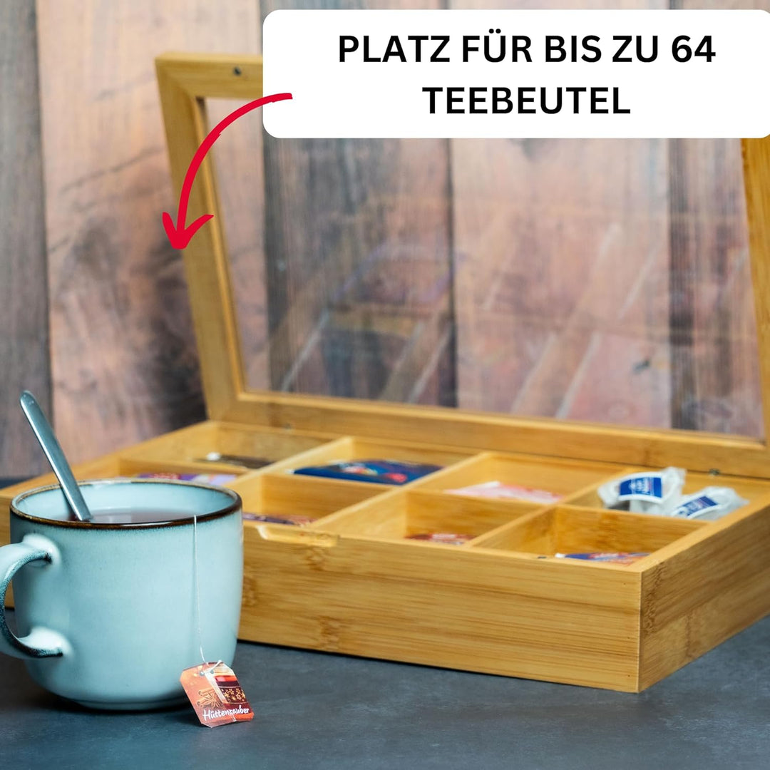 Westmark Teebox, mit 8 Fächern, Teatime, Bambus, 28 x 16 cm, 15732260 Einzeln Modell 2021, Einzeln M