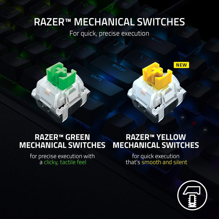 Razer BlackWidow V3 (Green Switch) - Mechanische Gaming Tastatur (Klickende Mechanische Switches, Do