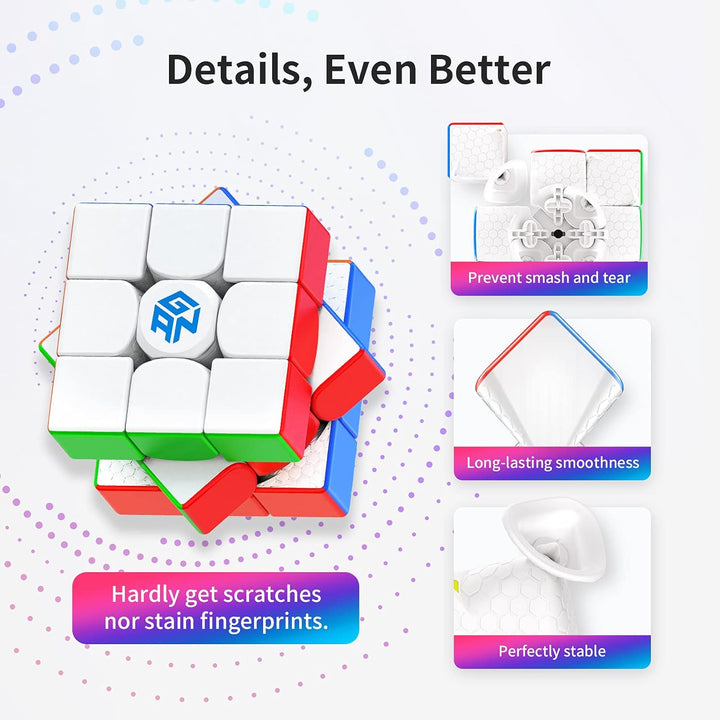 GAN11 M, 3x3 Magnetic Speed Cube Stickerless Gans Magic Cube Stickerless Cube Frosted Surface(Primar