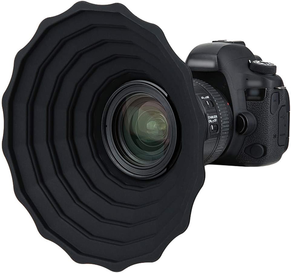 JJC Silikon Gegenlichtblende für Canon Nikon DSLR Kamera Objektiv Aussendurchmesser 53mm ~ 72mm, Gla