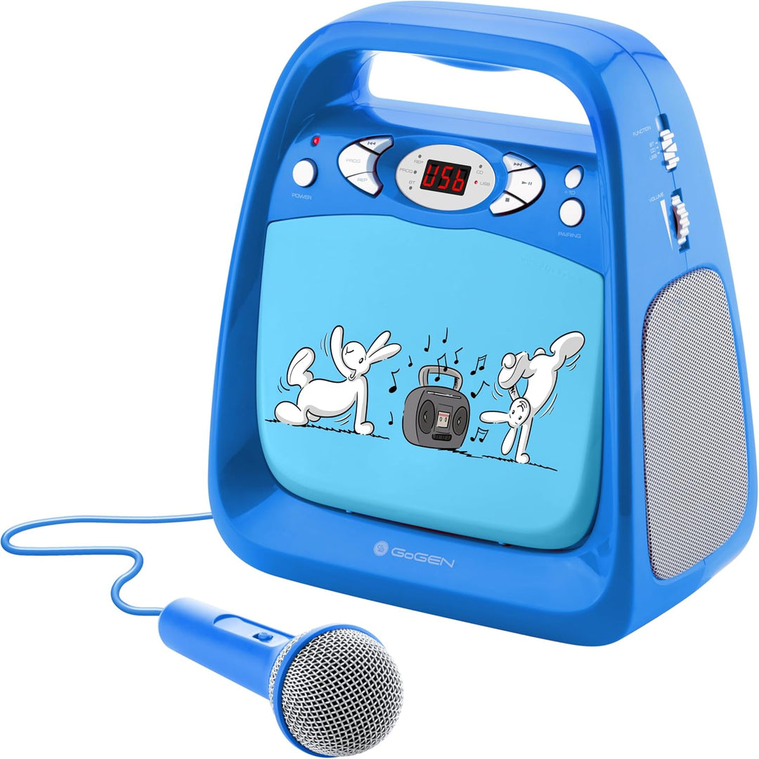 GOGEN Kinderkaraoke und CD Player I USB I MP3 I Mikrofon inklusive I Kopfhörerausgang I tragbar I Ba