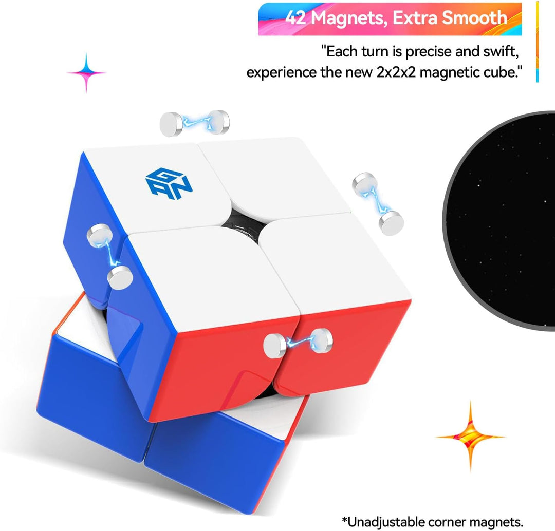 GAN 251 M Air, 2x2 Magnetischer Speedcube stickerlos 251 Mini Cube 48 Magnete Puzzle Spielzeug für A