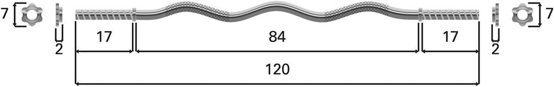 Curlstange mit Sternverschluss Bizepsstange Hantelstange Fitness, 3x120 cm