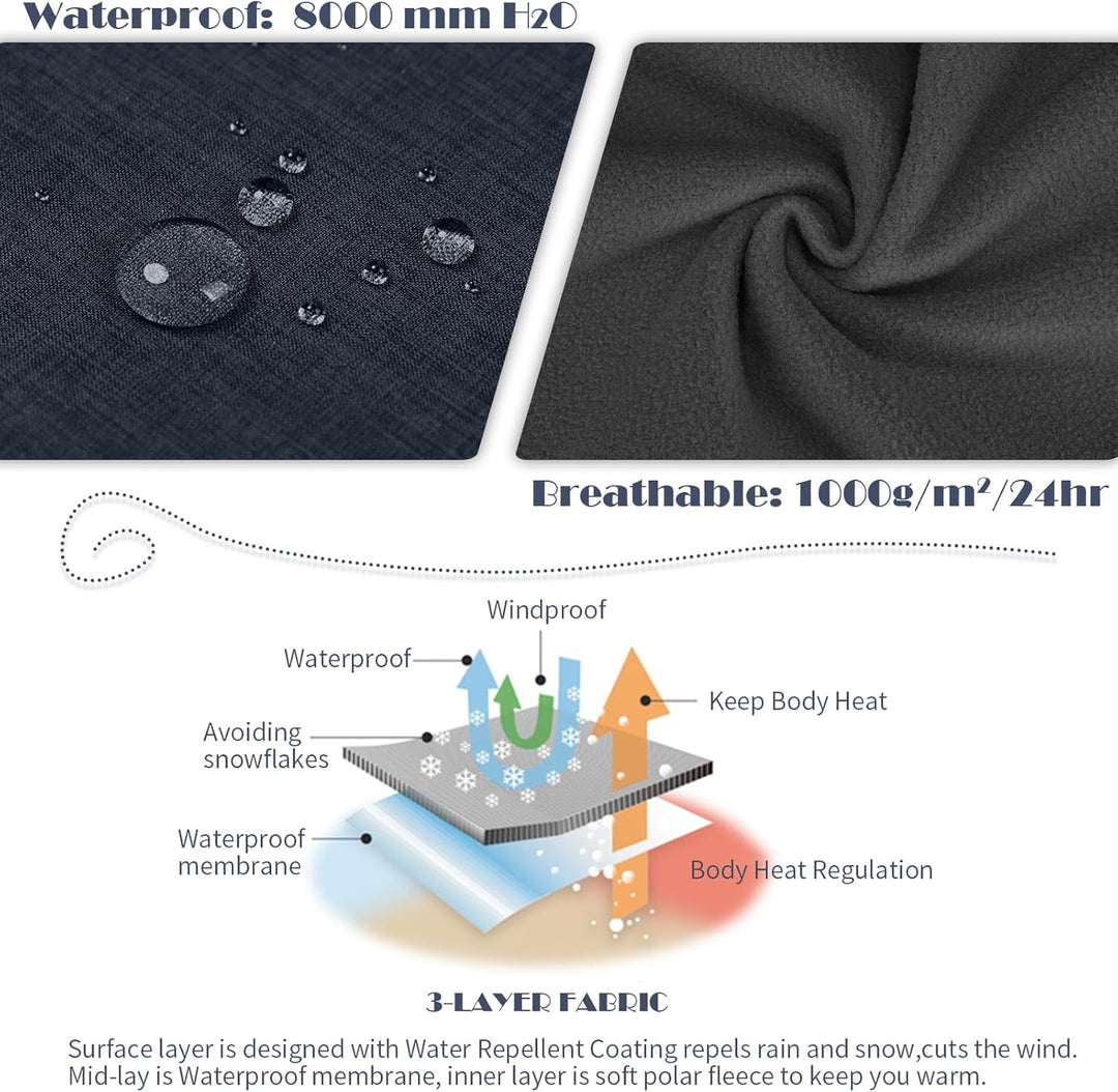 33,000ft Softshelljacke Damen Wasserdichte Atmungsaktive Warme Winterjacke Fleece Übergangsjacke Win