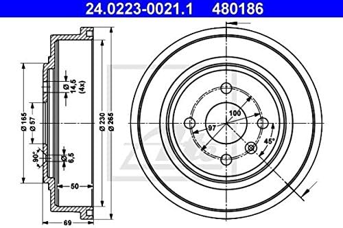 ATE 24.0223-0021.1 Bremstrommel