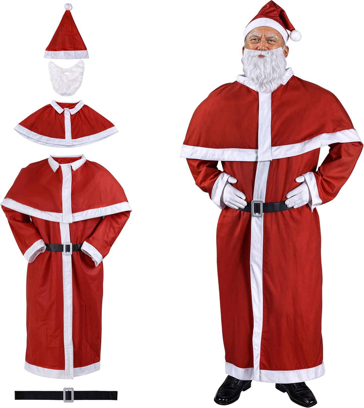 Detex® Weihnachtsmann Kostüm 5tlg. Set Nikolaus Anzug Erwachsenen Santa Claus Cosplay Verkleidung Ei