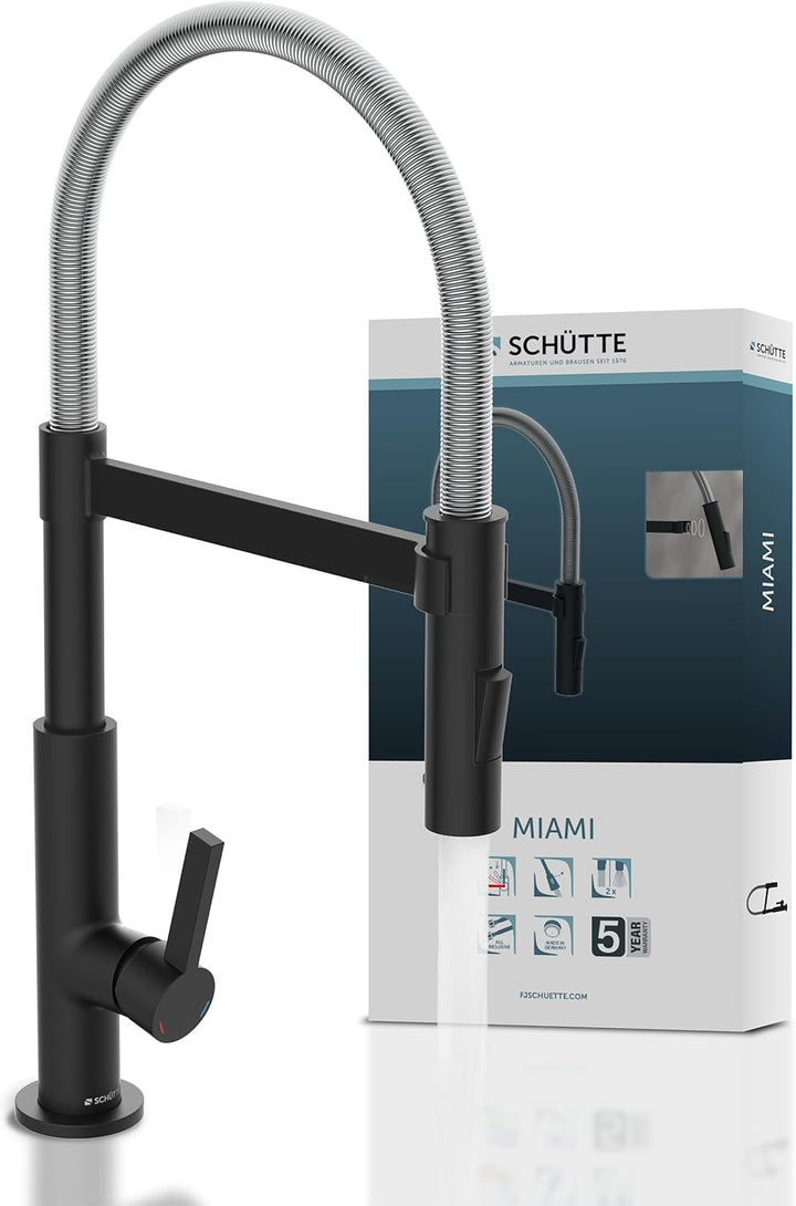 SCHÜTTE 79146 MIAMI Küchenarmatur 360°, Einhebelmischer mit ausziehbarer, magnetischer Geschirrbraus