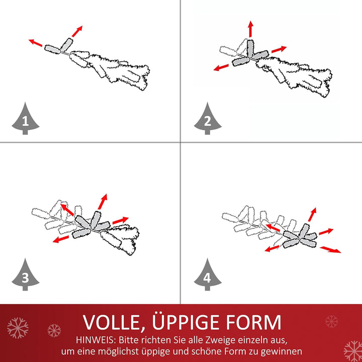 HOMCOM Weihnachtsbaum Klein, Mini Christbaum mit Stechpalmenbeeren, 15 LED-Lichtern und Kugeln, Küns