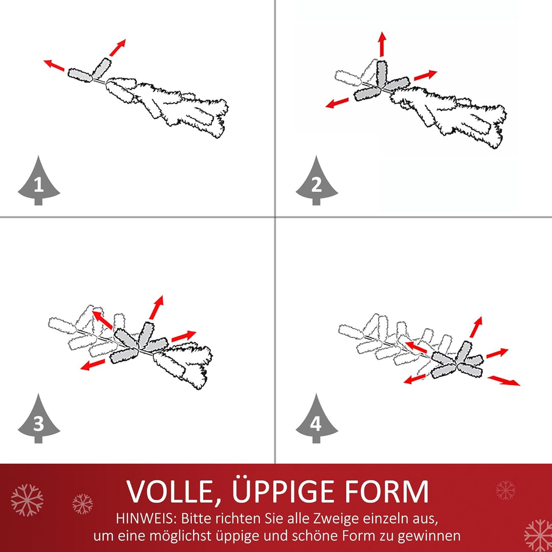 HOMCOM Weihnachtsbaum Klein, Mini Christbaum mit Stechpalmenbeeren, 15 LED-Lichtern und Kugeln, Küns