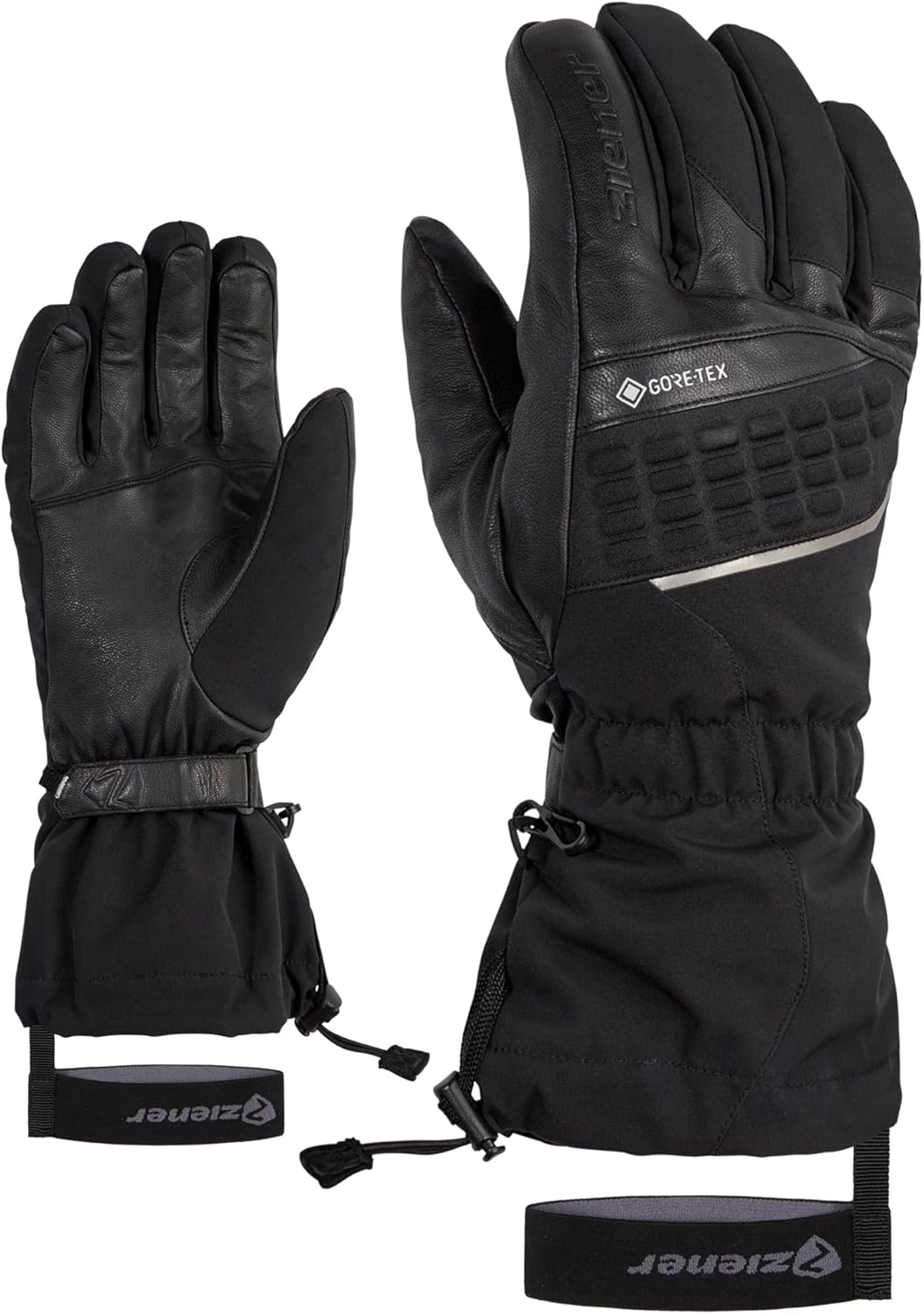 Ziener Herren Gastil Ski-Handschuhe/Wintersport | Gore-Tex, Lange Stulpe, PFC frei 8 Schwarz, 8 Schw