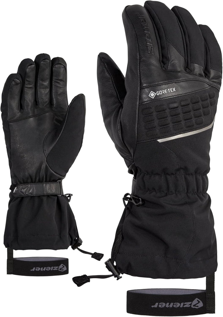 Ziener Herren Gastil Ski-Handschuhe/Wintersport | Gore-Tex, Lange Stulpe, PFC frei 8 Schwarz, 8 Schw