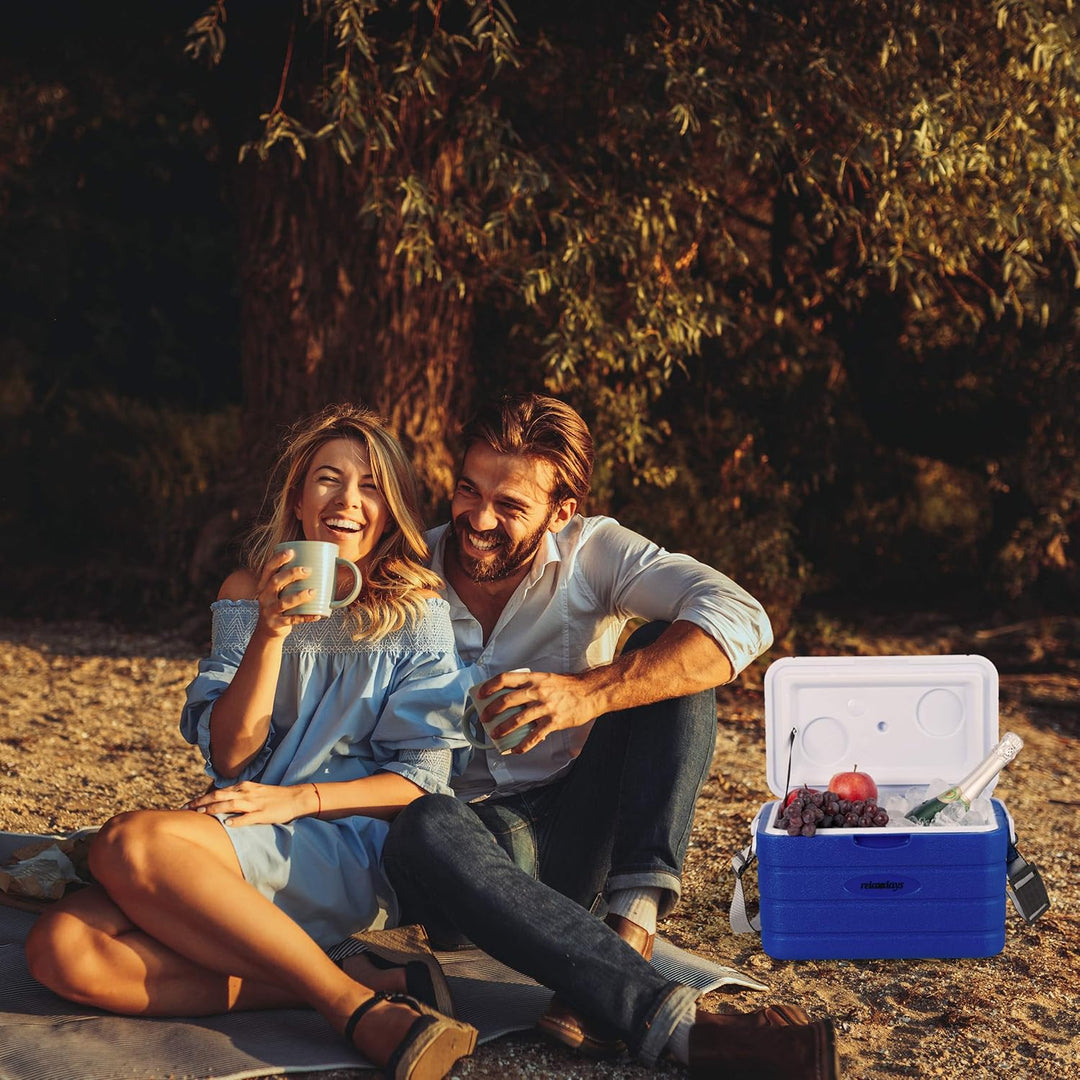 Relaxdays Kühlbox 10 l, Kühlkiste für unterwegs, Tragegurt & Griff, ohne Strom, Isolierbox HBT 22,5