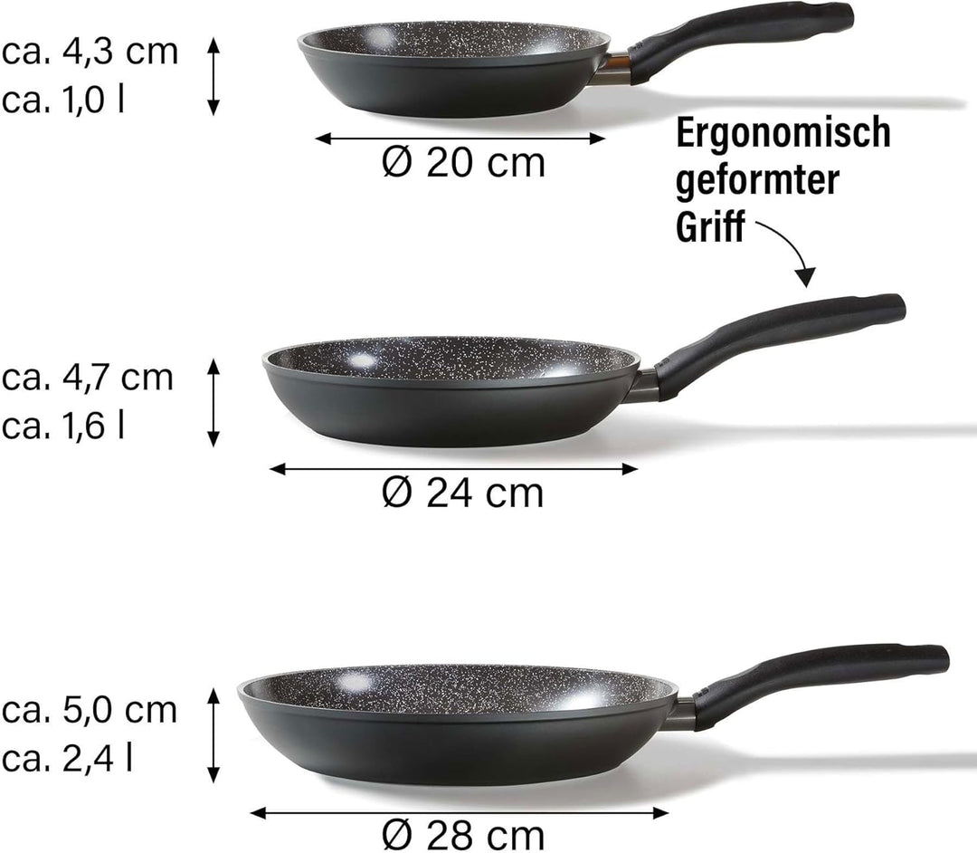 Stoneline Ceramic Pfannenset 3 teilig, 20/24/28 cm Pfanne, Keramik, Antihaft beschichtete Pfanne mit